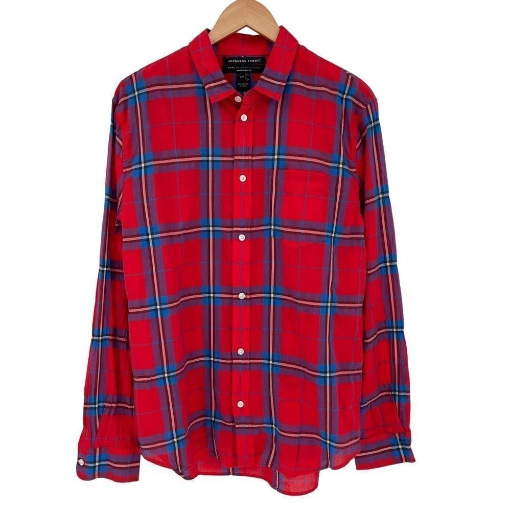 Marc By Marc Jacobs Japanese Fabric‎ Shrunken Fit Button Up Shirt Men Large Red